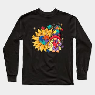 Autism Gnome Sunflower Long Sleeve T-Shirt